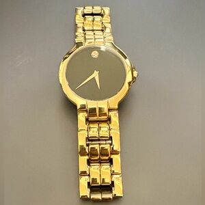 Unisex Movado Gold and Black Swiss Quartz Watch